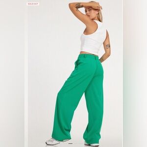 Wide Leg Pants by Motel Rocks Abba Trouser In Tailoring Green